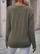 Load image into Gallery viewer, Round Neck Buttoned Long Sleeve T-Shirt