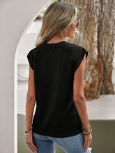 Load image into Gallery viewer, Textured Round Neck Cap Sleeve Blouse