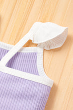 Load image into Gallery viewer, Baby Girl Contrast Trim Ribbed Cami and Shorts Set