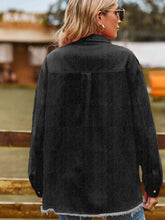 Load image into Gallery viewer, Button Up Collared Neck Raw Hem Denim Top