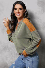 Load image into Gallery viewer, Striped Notched Long Sleeve Blouse