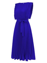 Load image into Gallery viewer, Tied Round Neck Pleated Midi Dress