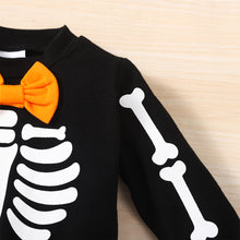 Load image into Gallery viewer, Kids Skeleton Pattern Round Neck Sweatshirt and Bone Pattern Pants Set