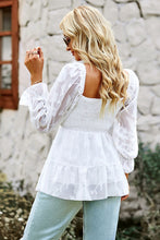 Load image into Gallery viewer, Smocked Square Neck Flounce Sleeve Blouse
