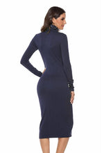 Load image into Gallery viewer, Ribbed Turtleneck Long Sleeve Dress