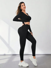 Load image into Gallery viewer, V-Neck Long Sleeve Top and Leggings Active Set