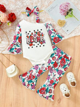 Load image into Gallery viewer, Baby Girl ALOHA Printed Bodysuit and Flare Pants Set