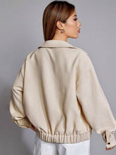 Load image into Gallery viewer, Zip Up Dropped Shoulder Cropped Jacket