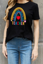 Load image into Gallery viewer, Simply Love Full Size TEACHER Rainbow Graphic Cotton Tee