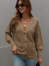 Load image into Gallery viewer, Rib-Knit Plunge Raglan Sleeve Cardigan