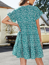 Load image into Gallery viewer, Leopard Short Flounce Sleeve Tiered Dress