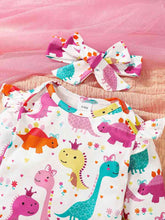 Load image into Gallery viewer, Baby Girl Dinosaur Top and Buttoned Skirt Set