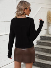 Load image into Gallery viewer, V-Neck Dropped Shoulder Long Sleeve Knit Top