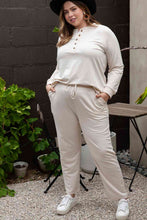Load image into Gallery viewer, Plus Size Half Button Top and Pants Set