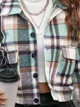 Load image into Gallery viewer, Plaid Collared Neck Button Down Jacket
