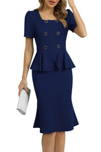 Load image into Gallery viewer, Square Neck Short Sleeve Pencil Dress