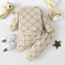 Load image into Gallery viewer, Bear Print Round Neck Top and Elastic Waist Pants Set
