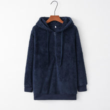 Load image into Gallery viewer, Quarter-Zip Drawstring Teddy Hoodie