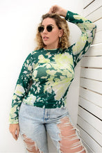 Load image into Gallery viewer, Plus Size Printed Round Neck Long Sleeve Blouse