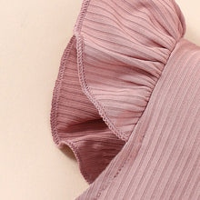 Load image into Gallery viewer, Baby Girl Round Neck Butterfly Sleeve Top and Striped Pants Set
