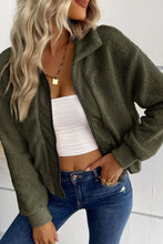 Load image into Gallery viewer, Zip-Up Sherpa Collared Neck Jacket with Pockets
