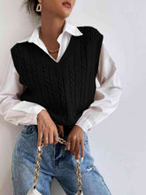 Load image into Gallery viewer, Cable-Knit V-Neck Sleeveless Sweater Vest