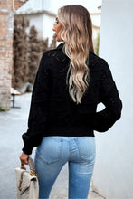 Load image into Gallery viewer, Openwork Long Sleeve Notched Neck Sweater