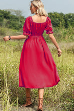 Load image into Gallery viewer, Tie Front Sweetheart Neck Flounce Sleeve Dress