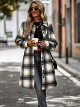 Load image into Gallery viewer, Plaid Button-Up Longline Jacket with Pockets