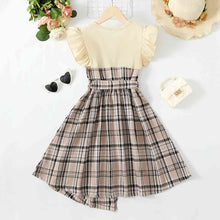 Load image into Gallery viewer, Baby Girl Plaid Round Neck Asymmetrical Dress