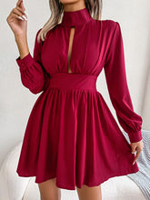 Load image into Gallery viewer, Cutout Turtleneck A-Line Mini Dress