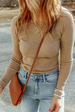 Load image into Gallery viewer, Ribbed Long Sleeve Round Neck Blouse