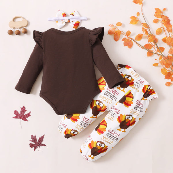 Baby Girl MY 1ST THANKS GIVING Graphic Bodysuit and Pants Set