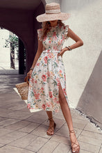 Load image into Gallery viewer, Floral Smocked Butterfly Sleeve Slit Dress