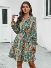 Load image into Gallery viewer, Printed Collared Neck Long Sleeve Dress