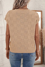 Load image into Gallery viewer, Pocketed Checkered Round Neck Knit Top