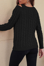 Load image into Gallery viewer, Cable-Knit Cold-Shoulder Long Sleeve Sweater