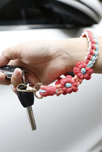Load image into Gallery viewer, Flower Shape Wristlet Zinc Alloy Closure Macrame Key Chain