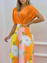 Load image into Gallery viewer, Printed Surplice Top and Wide Leg Pants Set