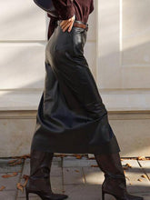 Load image into Gallery viewer, PU Slit Midi Skirt