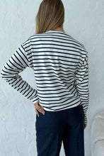Load image into Gallery viewer, Round Neck Striped Dropped Shoulder T-Shirt