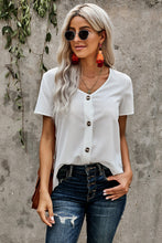Load image into Gallery viewer, Buttoned V-Neck Short Sleeve Top