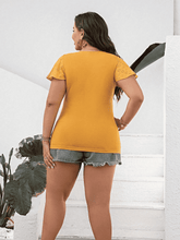 Load image into Gallery viewer, Plus Size Round Neck Blouse with Tie