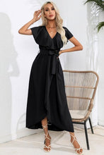 Load image into Gallery viewer, Ruffled Tied V-Neck Midi Dress