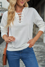 Load image into Gallery viewer, Lace-Up Dropped Shoulder Hoodie