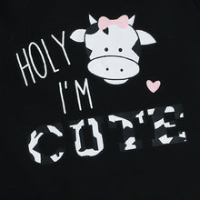 Load image into Gallery viewer, Baby Girl Graphic Ruffled Bodysuit and Cow Print Shorts Set