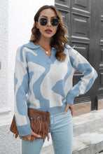 Load image into Gallery viewer, Two-Tone Johnny Collar Dropped Shoulder Pullover Sweater