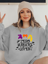 Load image into Gallery viewer, Full Size Round Neck Long Sleeve ZERO AMUCKS GIVEN Graphic Sweatshirt