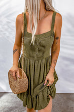 Load image into Gallery viewer, Swiss Dot Decorative Button Ruffle Hem Dress