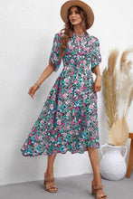 Load image into Gallery viewer, Floral Notched Neck Half Sleeve Dress